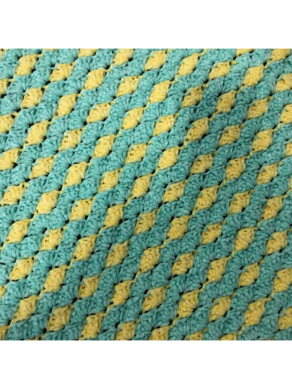 Handcrafted Crochet Baby Blanket Mint Green Yellow Soft 42x39
